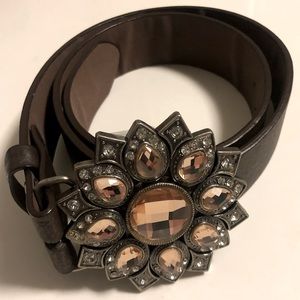 Genuine Leather Classico Italia Vera Pelle Flower Belt